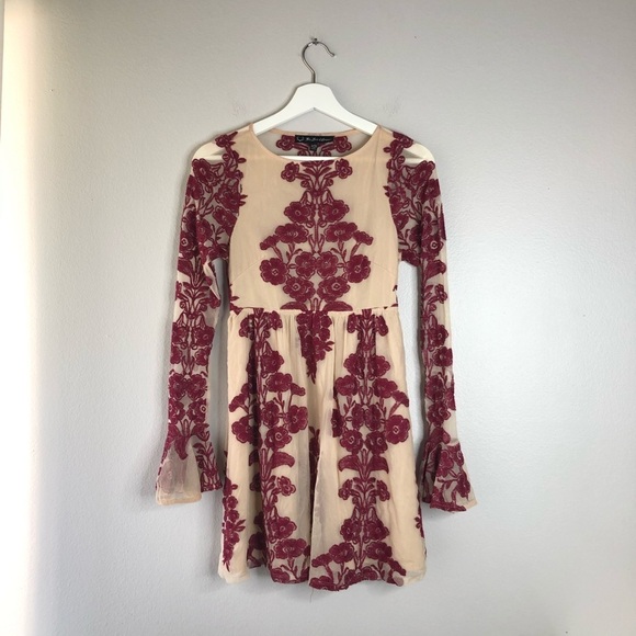 For Love & Lemons Temecula Mini Dress in Wine - Picture 5 of 7